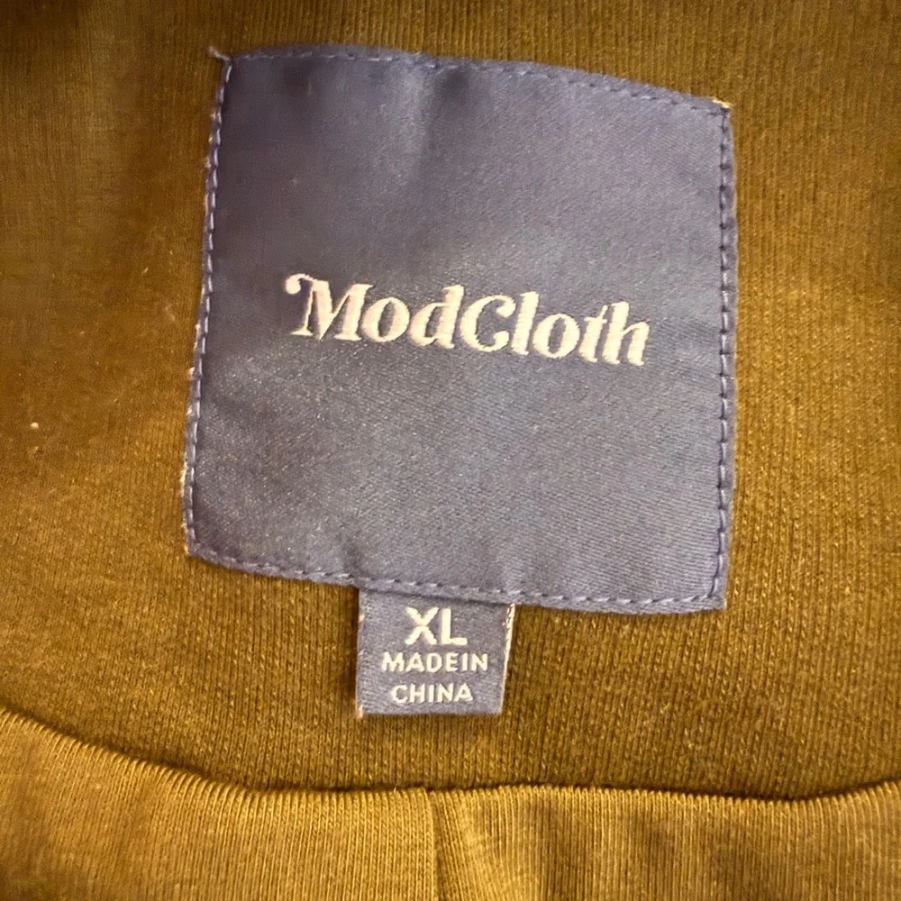 Modcloth NWOT Olive Green Blazer with White Piping Button and Pockets - Picture 5 of 6
